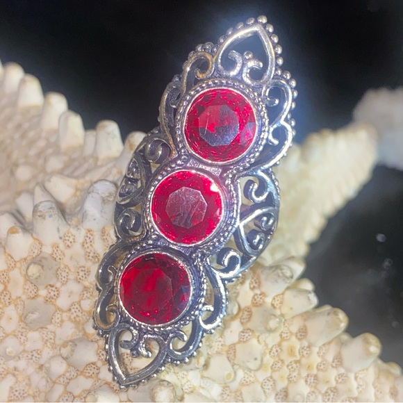 Sparkly Madagascar Garnet vintage inspired multi gem statement ring - Picture 1 of 9